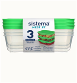 Sistema 1L Nest it Tri Colour Container Pack 3